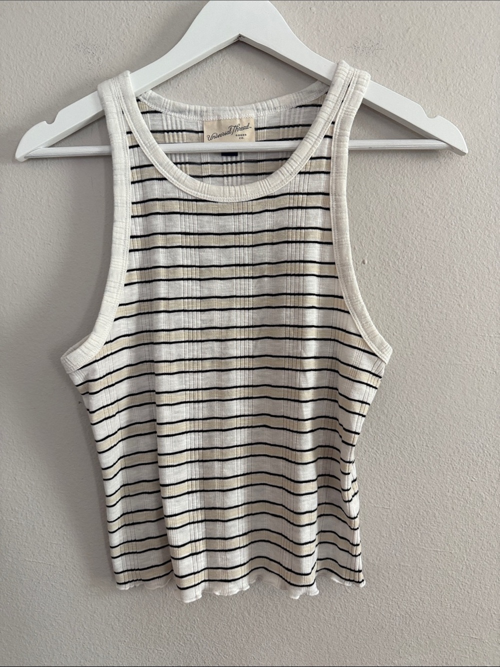 Women's Variegated Ribbed Tank Top - Universal Thread Tan Striped M
 [SG0702]